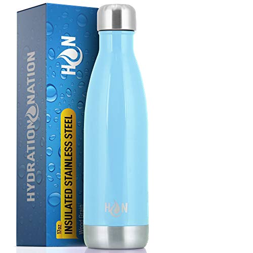 Hydration Nation Double Wall Insulated Water Bottle Wood Grain 34oz