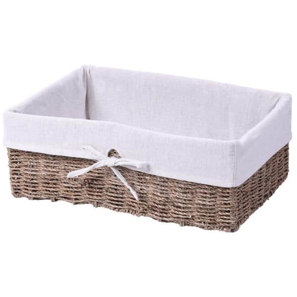 Vintiquewise Seagrass Shelf Basket Lined with White Lining