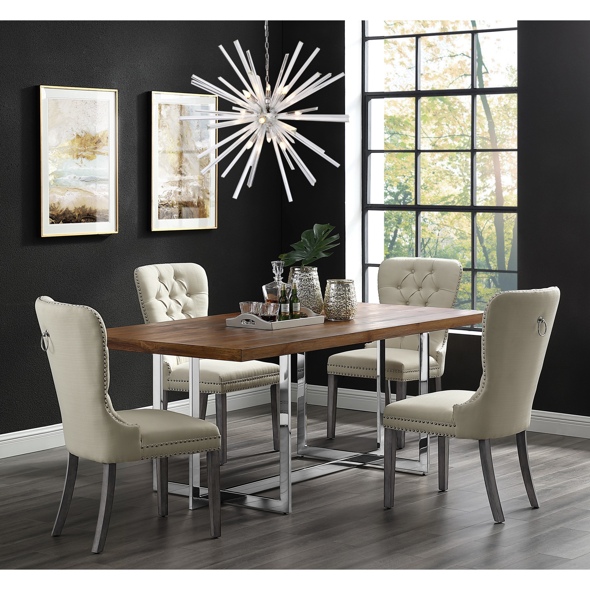 Tufted dining chair online with ring