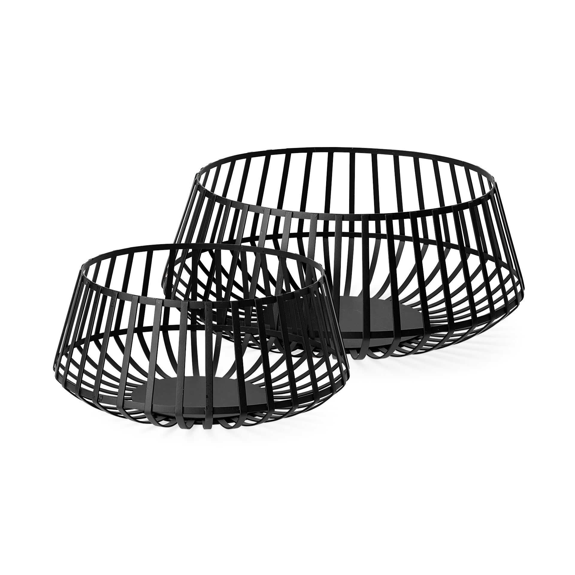 Open Box - Mercana Emilio-Set-of-2-Black-Metal-Slated-Bowls — Planner 5D